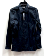 Helmut Lang Men’s Solid Black Cotton Long-Sleeved Button Front Shirt Sma... - $2,446.07 MXN