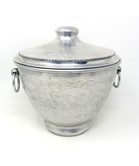 Hammered Aluminum Ice Bucket Gailstyn Vintage USA 9&quot; X 8&quot; Ring Handles T... - £14.80 GBP