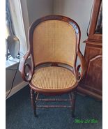 Vintage Rushed and Caned Seat Chair with Scroll Arms - $635.00