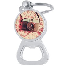 Camera Flowers Bottle Opener Keychain - Metal Beer Bar Tool Key Ring - $200.75 MXN