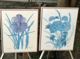 Henry Howells 2 Original 1991 Watercolor Floral Botanical Pair Vintage Abstracts - £175.45 GBP