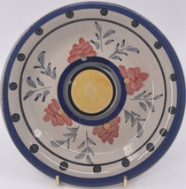 Tabletops Unlimited Flora  7 1/4 in Salad Plate Blue Band and Black Dots Orange - £6.19 GBP