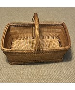 Vintage Gathering Basket Woven Bamboo Basket with Handle Rectangle Boho ... - $19.79