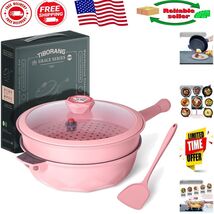 Elegant Pink Nonstick Cooking Pan - 8-in-1 Functions, All Stovetops Comp... - $111.89 CAD