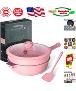 Elegant Pink Nonstick Cooking Pan - 8-in-1 Functions, All Stovetops Comp... - $1,476.87 MXN