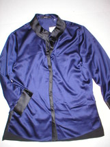 Womens New S Blue Dark Black NWT $138 Tahari Blouse Top Long Sleeves Off... - $137.21