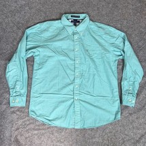 Tommy Hilfiger Mens Shirt Extra Large Blue Green Long Sleeve Solid Casual Top - £19.26 GBP