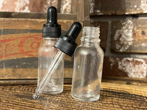 .67 oz Clear Glass Bottle w/ Black Dropper PICK QUANTITY Essential Oil T... - $2.96