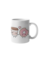 Kawaii Coffee &amp; Donuts Couple Valentines Bestie Gift 15 OZ Ceramic Coffee Mug - £15.21 GBP