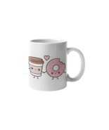 Kawaii Coffee &amp; Donuts Couple Valentines Bestie Gift 15 OZ Ceramic Coffe... - £15.00 GBP