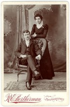 CIRCA 1880&#39;S CABINET CARD Beautiful Couple in Victorian Clothing Bertherman - £7.42 GBP