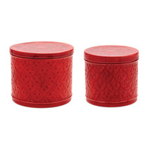 Red Metal Container with Lid (Set of 2) - $57.42