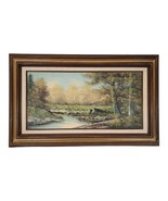 Beautiful Oil On Canvas Landscape Painting Dabbing Stream Signed By Brown - $1,848.28 MXN