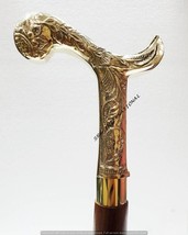 Antique Royal Victorian Silver Brass Wooden Walking Cane Stick Style Han... - £31.56 GBP