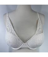 Lace Deep Plunge Push-Up Bra White 32C Underwire Adjustable Straps Auden... - $19.71 CAD