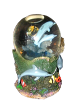 Dolphin Fish Globe Music Box 6.5&quot; Tall Glitter Globe Plays A Tune - £17.01 GBP