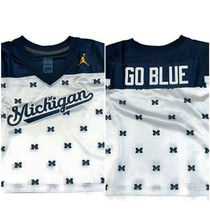 Jordan Michigan Wolverines Football Jersey Womens Size M Cropped Shirt Top White - £31.41 GBP