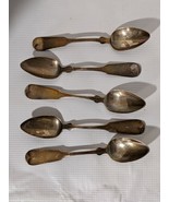 Menge Von 5 Davis Palmer &amp; Co Boston 1838-1845 Münze Silber Tee Löffel M... - $2,920.57 MXN