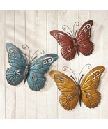 Set of 3 Butterfly Wall Art Nature Inspired Indoor Outdoor Rustic Home D... - £19.07 GBP