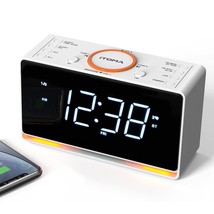 iTOMA Alarm Clock Radio, 1.4&quot; White LED Display Clock with Bluetooth, FM... - $42.99