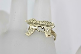 Fine 10K Yellow Gold Diamond Cut MP5 Short Machine Gun Ring Size 6.5 - 2.1 grams - £104.39 GBP