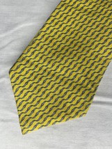 Brooks Brothers Makers Repp Tie Yellow Blue Design Silk - $10.00