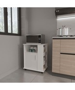 Correy White Microwave Cart: 4-Shelf w/Casters - $3,255.56 MXN
