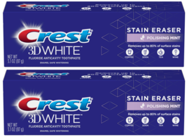 Lot of 2 Crest 3D White Stain Eraser Teeth Toothpaste Polishing Mint 3.1 OZ 9/24 - $14.99