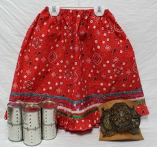 New Native American Seminole Girls Handmade Red Handkerchief Ribbon Skirt Sz Lg - $31.18