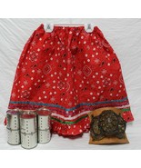 New Native American Seminole Girls Handmade Red Handkerchief Ribbon Skir... - $31.18