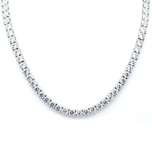 24CT Round-Cut VVS1 Real Moissanite Tennis Necklace 14K White Gold Plated 16&quot; - £591.57 GBP