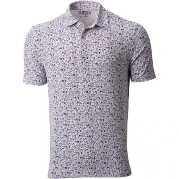 NWT MENS Ibkul Navy &amp; Red Sponge Paint Short Sleeve Polo L &amp; XL - $39.99