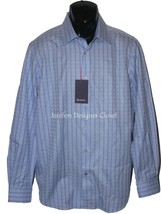 NWT ROBERT GRAHAM Size-16.5 42 dress shirt blue white striped luxury designer - £76.00 GBP