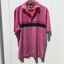 FOOTJOY Golf Polo Shirt Pink Navy Blue  Stripe Short Sleeve Men&#39;s Large - £21.19 GBP