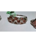 Rare Brown Andalusite Oval &amp; White Topaz Band Ring, 925 Silver, Size 8, ... - $81.64 CAD
