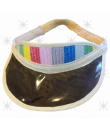 Rainbow Clear Beach Sun Visor Raffia Hats Vintage Retro 80’s - $9.49