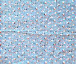 Cotton Fabric Remnant Blue Red &amp; White Floral 1/2 Yard Length 44” Wide NEW - £1.58 GBP