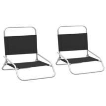 Folding Beach Chairs 2 pcs Black Fabric - £42.48 GBP
