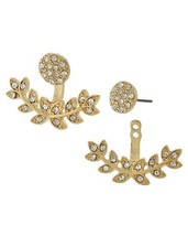 Leaf crystal jacket earrings - $7.88