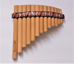 Pan Flaute Inca Motif 13 Pipes -Natural Bamboo From Peru Case Included - £33.17 GBP
