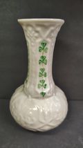 Vintage Belleek Ireland Shamrock Bud Vase 6th Green Mark  Irish Porcelai... - $24.24
