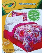BUTTERFLY ALLY BY CRAYOLA PINK TWIN COMFORTER  SHAM BEDSKIRT 3PC BEDDING... - £59.38 GBP