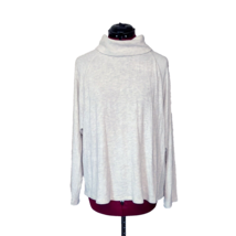 LUSH Sweater Oatmeal Women Collar and Sleeves Turtleneck Size Large Ribbed - £15.66 GBP
