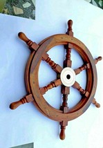 24&quot; Nautical Wooden Ship Steering Wheel Pirate maritime nautical ship Wheel - £56.95 GBP