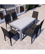 LeisureMod Mace Mid-Century 7-Piece Outdoor Stackable Chairs with Rectan... - $21,915.43 MXN