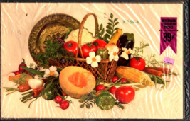 nos  FRUIT &amp; VEGATABLE BASKET THANKSGIVING RARE Decals FROM 1960&#39;S by Me... - £17.77 GBP