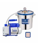 5 Gallon Tempered Glass Lid Vacuum Chamber with Pump, Degassing Chamber Kit - $143.48