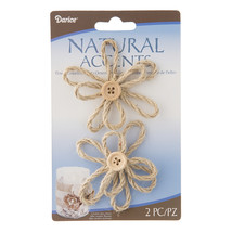 Floral Jute Flower With Button Light Natural 2.5 Inches - £13.66 GBP