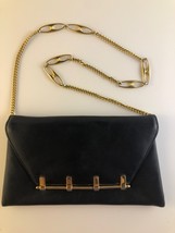 Vintage 60&#39;s SUSAN GAIL Navy Leather Handbag Clutch Shoulder Bag with go... - $50.00