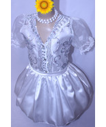 Girls&#39; White Organza Dress - V-neck Drop Waist - $36.99